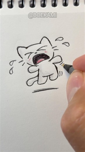 Poor Sad Kawaii Cat Drawing 😿 Cute things to draw when bored! #shorts #drawing