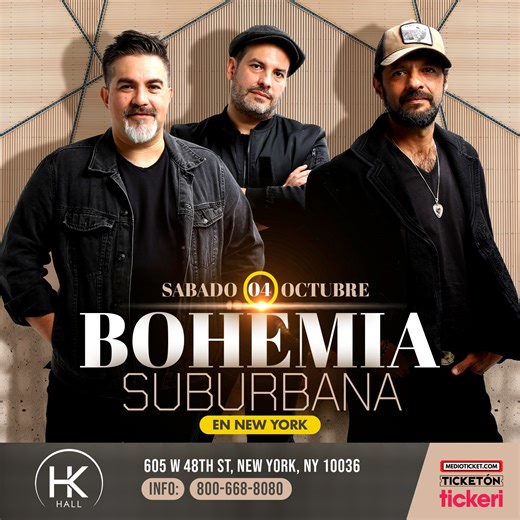BOHEMIA SUBURBANA en New York Sabado 4 de Octubre en HK HALL Tickets en BohemiaNewYork.com | Conciertos en New York