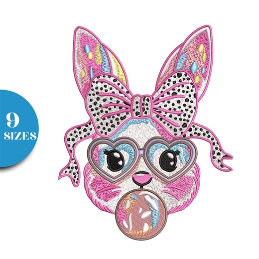 Easter Bunny Machine Embroidery Design, Bow & Glasses (instant Download, 9 Sizes) - Etsy