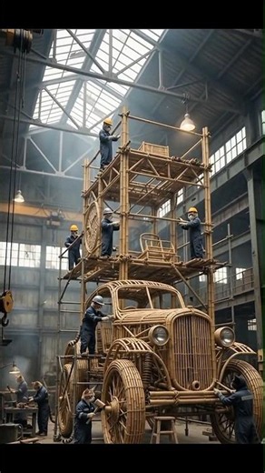 Anthropomorphic Cats Build a Giant Bamboo Car | Silent Factory ASMR | Cinematic & Surreal