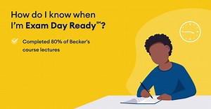 Sit down for the CPA Exam confident that you’re prepared for whatever comes your way; Becker’s path to becoming Exam Day Readyˢᴹ is simple! How do you know when you’re Exam Day Readyˢᴹ? Just follow this checklist! Exam Day Readyˢᴹ students acquire foundational knowledge by watching at least 80% of our lectures and answering at least 80% of their practice questions correctly. Then, Exam Day Readyˢᴹ students exercise that knowledge by scoring at least 50% in Becker’s exclusive, new and improved Mi