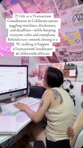 1.8K views · 29 reactions |  Life as a Transaction Coordinator in California means juggling timelines, disclosures, and deadlines—while keeping everyone calm and compliant. Behind every smooth closing is a TC making it happen. #TransactionCoordinator #CaliforniaRealEstate | Cat Bulos | Facebook