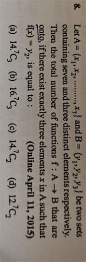 Let A = {x1, x2, ..., x7} and B = {y1, y2, y3} be two sets cont... | Filo