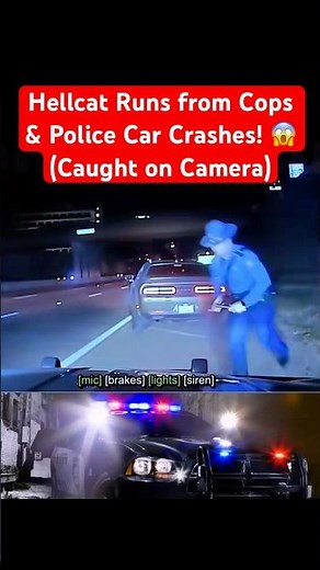 Hellcat Runs from Cops & Police Car Crashes! 😱 (Caught on Camera) #hellcat #cops
