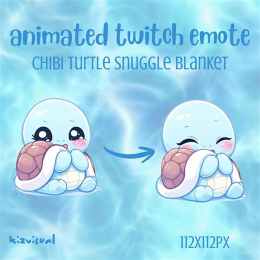 Animated Turtle Twitch Emote | Chibi Snuggle Blanket (Digital Download)