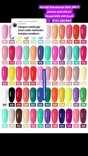 Roniki Gel Colour Chart - Nail Products For Salon