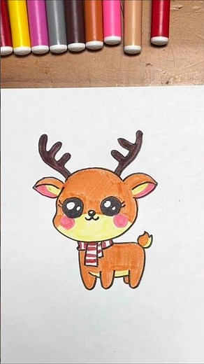 🦌 How to Draw a Cute Christmas Reindeer ✨ Easy Kawaii Holiday Art