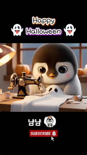 Penguin Kkongkkong’s Halloween Costume DIY 🐧🎃 | Ghost Outfit Making ASMR #shorts