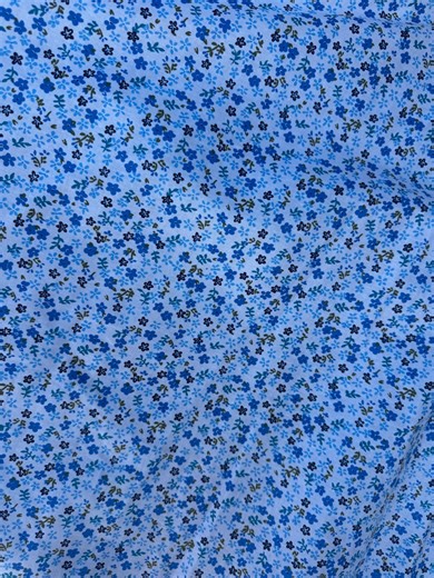 Blue Floral Print Fabric -poly Cotton Blossom Fabric by the Yard - Etsy