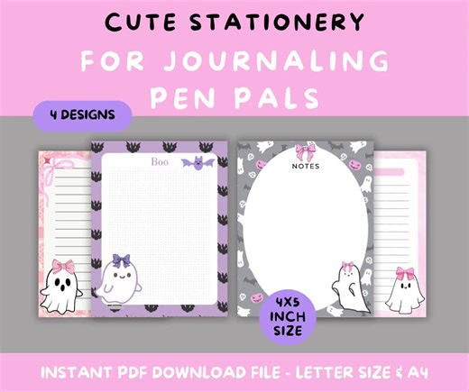 Coquette Ghost Stationery: Printable Notepad Paper (digital Download) - Etsy