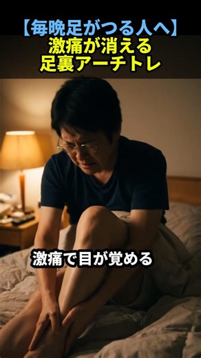 毎晩足がつる人へ。寝たまま10秒で激痛が消える「足裏アーチトレ」