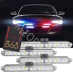 Car Truck Emergency Light Flashing Firemen Lights 4x6 Led Car-Styling Ambulance Police Light Strobe Warning Light DC 12V (Red & Blue)