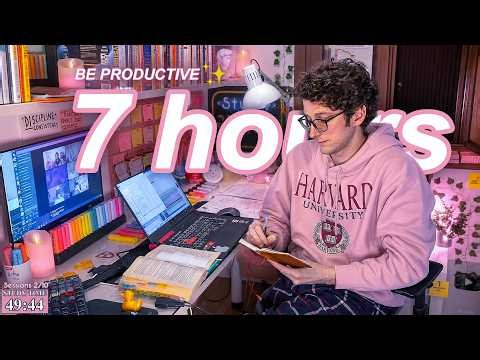 STUDY WITH ME LIVE | 7 HOURS ✨ Harvard Alumnus, Chill Work With Me, Rain Sounds, Pomodoro Timer