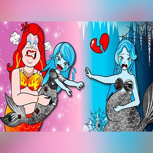Paper Dolls Dress Up - Ice Mermaid Daughter Vs Fat Mermaid Fire Handmade Papercraft | Rigel Doll Crafts