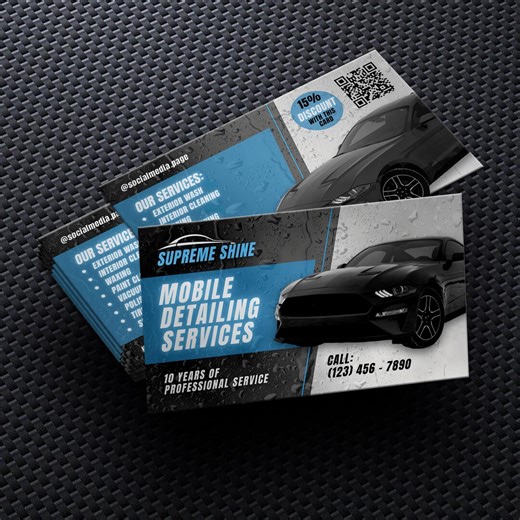 Car Detailing Business Card Template, Premade Design for Car Wash, Mobile Auto Cleaning, Canva - Etsy