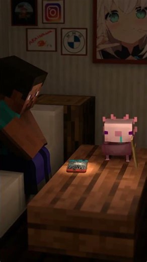 Is this axolotl apologizing?! #minecraft #animation #miniecraft #miniworld #shortsvideo