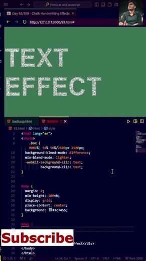 Chalk Text Effect #shorts #css #js #html #coding