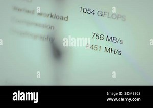 Performance metrics for a computer processor, Clock Speed, Peak workload SIMD and Compression.