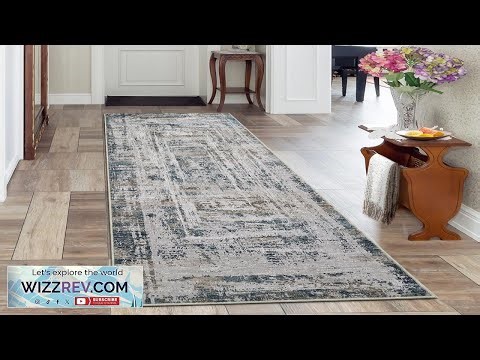 Garvee Runner Area Rug 2x6 Abstract Distressed Blue Brown Multi Print Non Slip Washable