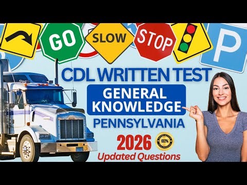 Pennsylvania PA CDL General Knowledge Test 2026 | Permit Practice Test Study Guide To PASS!