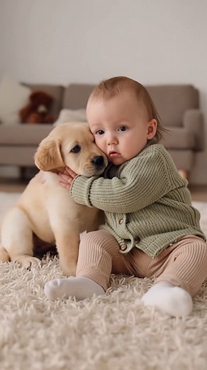 We’re Friends!’ - Baby’s Hug With Labrador Puppy Is Pure Magic 🥹🐾 “Hey, what are you doing? Don’t bark at me, we’re friends… Goodbye. Give me a hug. We are friends, we love each other.” #cutebabyVideo #followersreelsfypシ゚viralシfypシ゚viralシalシunnyDog #dogloverovers #AIdorableMoment #ViralVideo #dogsofinstagramReel #PetReels #cutebabyAnimals #babyyAndDog #lovepets | Animal Lover Ujjal