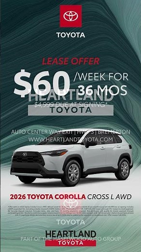 Just $60/Week for the 2026 Corolla Cross L AWD!