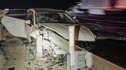 Sleepy driver avoids fatality after guardrail impales car in Merced County