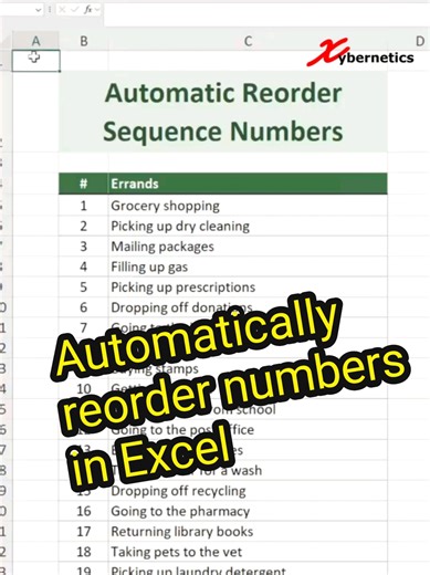 Automatically Reorder Numbers in Excel Tutorial