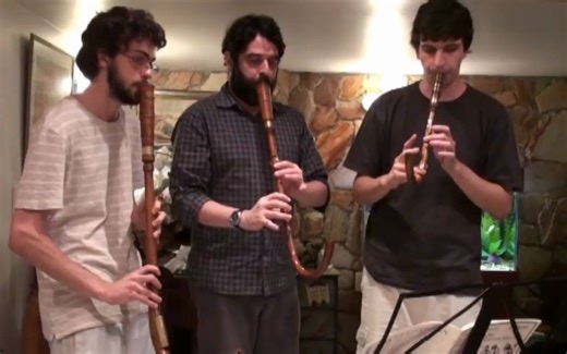 16世纪的乐器克鲁姆管合奏crumhorns