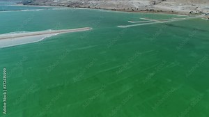 Flying over the green water of the Dead Sea. DJI_0045-02