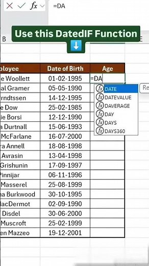 How to Use DatedIF Functon in Excel