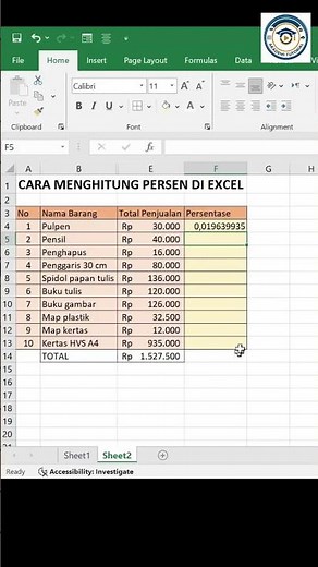 Cara Menghitung Persen di Excel #excel #exceltips #exceltutorial #tutorial #microsoftexcel #belajar