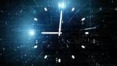 Endless loop digital tech network data time clock animation.
