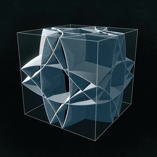 A spherical ripple colliding inside of a cube. #geometry #geometryart #ripple #waves #sphere #cube #satisfying #satisfyingvideos #mathart #welligkeit #ondulation #onda #ondas #ombak #cg