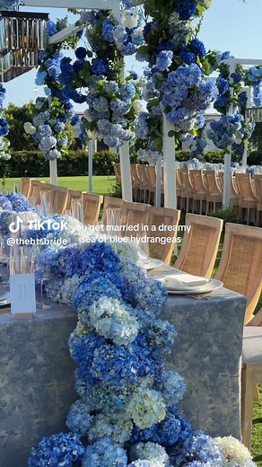 Dreamy Coastal Wedding with Blue Hydrangeas