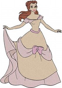 Elegant Princess Belle Character Gown Embroidery Designs - Instant Download
