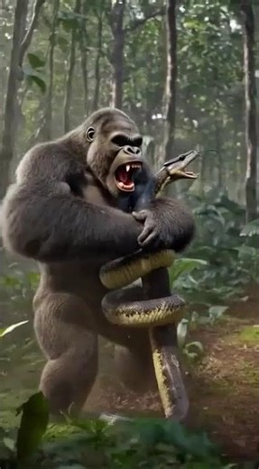 Gorilla vs Giant Snake – Insane Jungle Battle 🦍🐍 | Who Wins? #Shorts