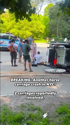 🚨A horse was spooked near Central Park today, flipping a carriage & trapping the driver underneath.