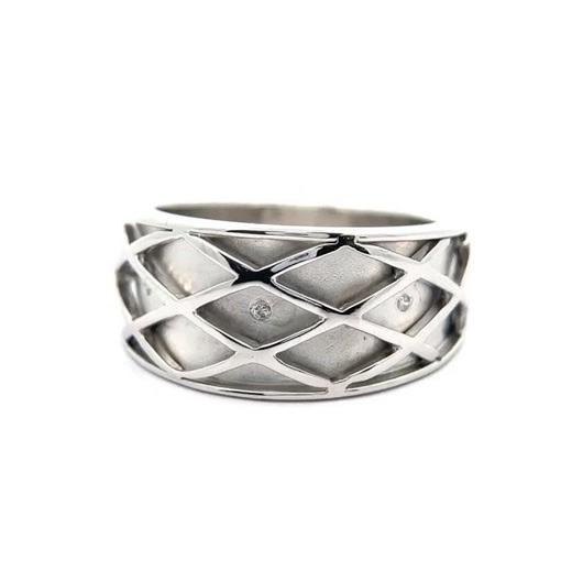 Natural Diamond 3D Basketweave Ring