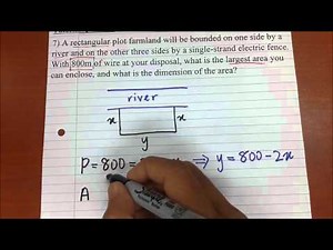 Optimization Problem Using Derivativez - Q7