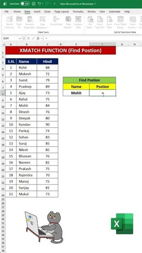 Xmatch Function in Excel. #excel #shortfeed #tranding #viral