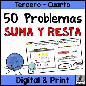 Addition and Subtraction Word Problems in Spanish - Problemas de suma y resta