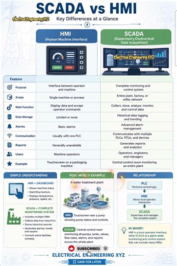 SCADA vs HMI Explained in 60 Seconds | 9 Key Differences Every Engineer Must Know ⚡