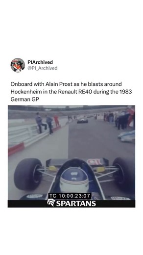 @f1archived on Instagram: "The 1983 German Grand Prix at Hockenheim was a pivotal moment in Alain Prost’s pursuit of the world championship. Driving for Renault, Prost entered the race locked in a fierce battle with Nelson Piquet and René Arnoux during Formula One’s escalating turbo era. The long straights of Hockenheim favored raw power, making it a perfect stage for the new generation of turbocharged machines that defined the season. Prost’s consistency and calculated aggression earned him sec