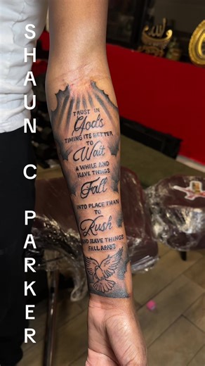 Scripture Tattoo (347)831-9955 7 Marcus Garvey Blvd Bklyn, NY 11206 ————————————— FOr Booking text or call. #shaunparker #inked #tattoos #forearmtattoo #scripturetattoo #clouds