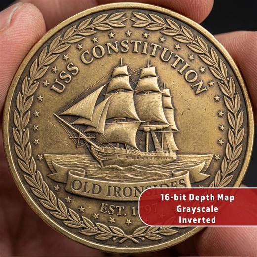 USS Constitution Coin | Old Ironsides Ship | Naval History Gift | Fiber Laser Design | Depth Map Image - Etsy UK