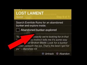 Destiny 2 - "Abandoned Bunker Explored" LOST LAMENT Quest Step LOCATION