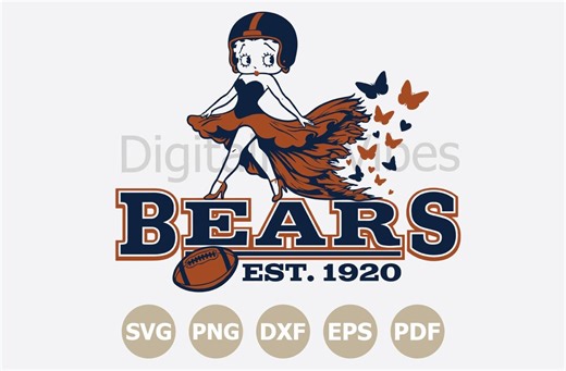 Betty Boop Butterfly American Bears Football SVG, Sports Game Day Cheerleading Clipart (svg, Png, Dxf, Eps, Pdf) - Etsy