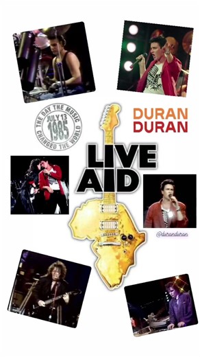 Duran Duran (40 years of Live Aid) Do you know why today is Rock Day? It was on July 13, 1985, that a guy named Bob Geldof organized what was undoubtedly the greatest rock concert on Earth: Live Aid—a perfect combination of legendary artists from the history of world rock, with the noble purpose of raising funds to at least minimize poverty and hunger in Africa. An event with simultaneous concerts featuring a cast of megastars, such as Duran Duran, Paul McCartney, The Who, Elton John, Black Sabb
