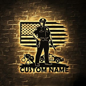 Personalized Police Officer Metal Sign, Custom Name Wall Decor, Law Enforcement Gift, Led-style Backlit Wall Art for Office or Home - Etsy